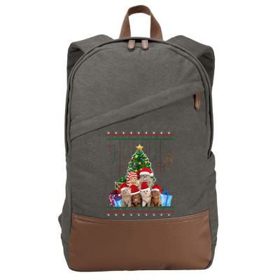 Cat Christmas Funny Ugly Merry Cotton Canvas Backpack