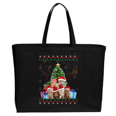 Cat Christmas Funny Ugly Merry Cotton Canvas Jumbo Tote