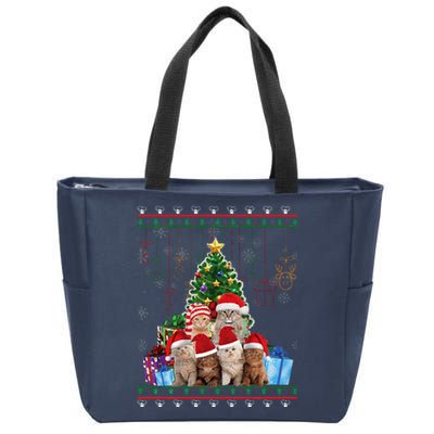 Cat Christmas Funny Ugly Merry Zip Tote Bag