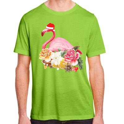 Cute Christmas Flamingo Santa Hat Adult ChromaSoft Performance T-Shirt