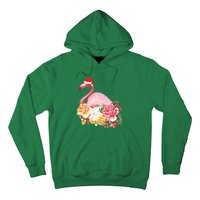 Cute Christmas Flamingo Santa Hat Hoodie