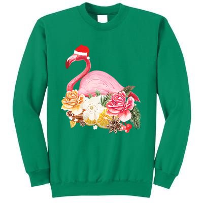 Cute Christmas Flamingo Santa Hat Sweatshirt