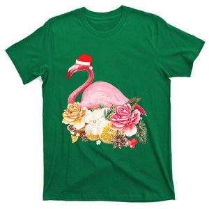 Cute Christmas Flamingo Santa Hat T-Shirt