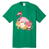 Cute Christmas Flamingo Santa Hat Tall T-Shirt