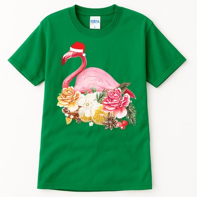 Cute Christmas Flamingo Santa Hat Tall T-Shirt