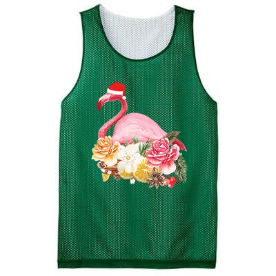 Cute Christmas Flamingo Santa Hat Mesh Reversible Basketball Jersey Tank