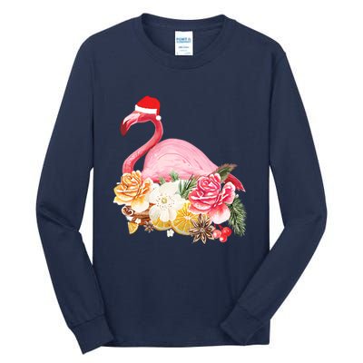 Cute Christmas Flamingo Santa Hat Tall Long Sleeve T-Shirt