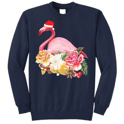 Cute Christmas Flamingo Santa Hat Tall Sweatshirt