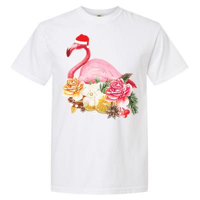 Cute Christmas Flamingo Santa Hat Garment-Dyed Heavyweight T-Shirt