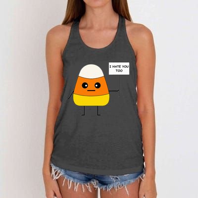 Candy Corn Funny I Hate You Too Team CandyCorn Women's Knotted Racerback Tank