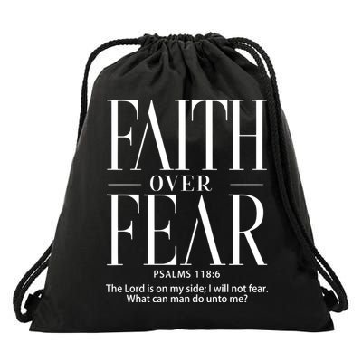 Christian Christianity Faith Over Fear Drawstring Bag