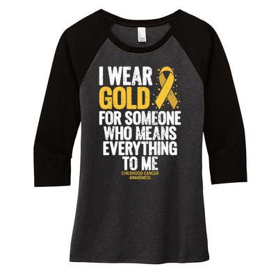 Childhood Cancer For Family Childhood Cancer Awareness Women's Tri-Blend 3/4-Sleeve Raglan Shirt