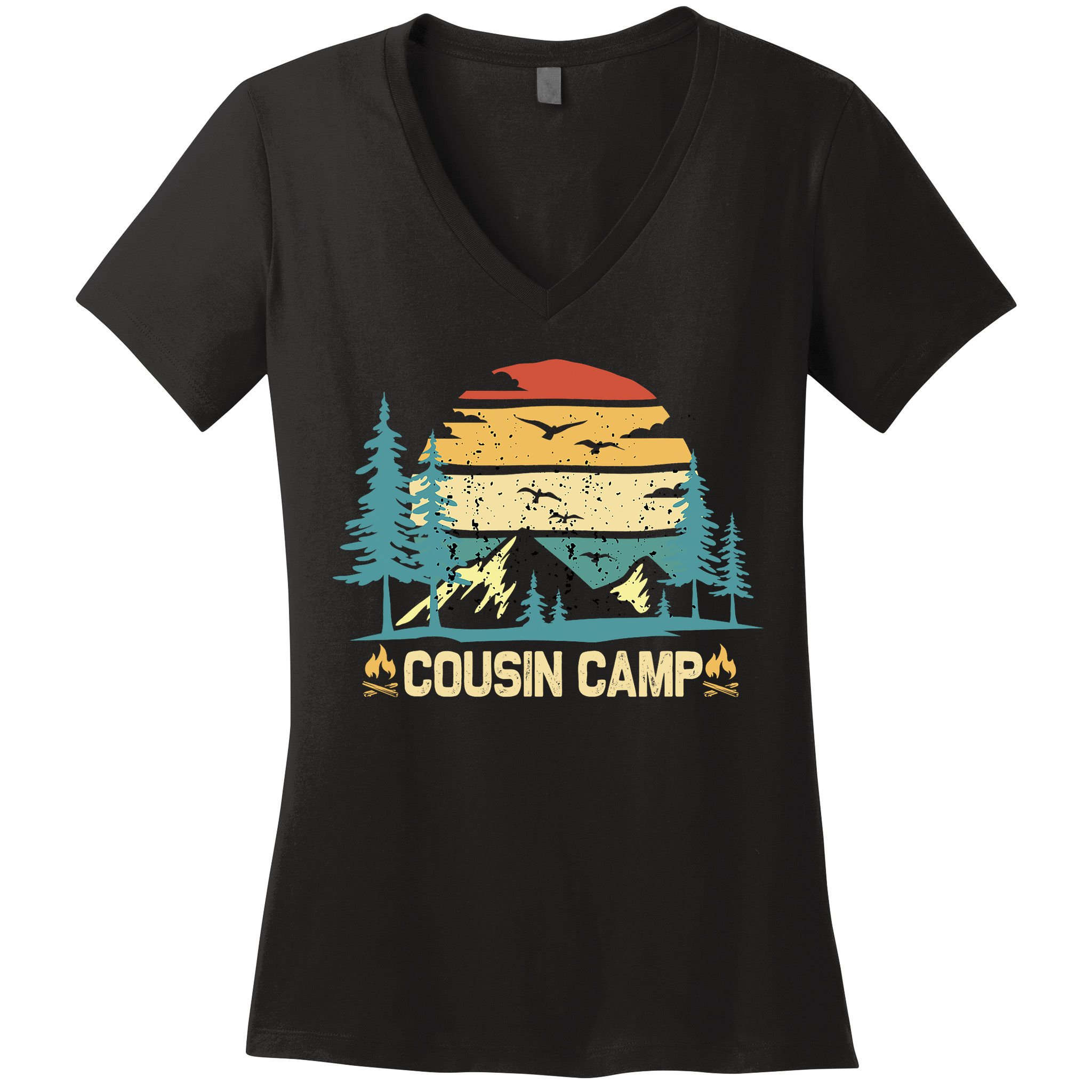 Cousin Camp Friends Summer Family Camping Vacation Women's V-Neck T-Shirt