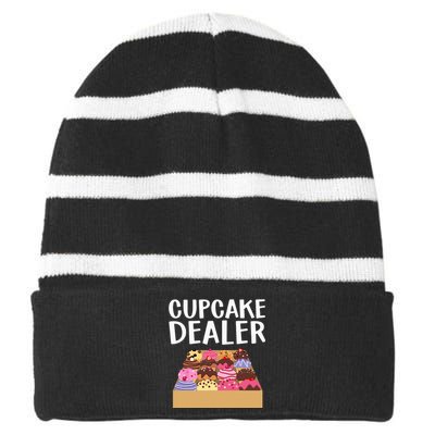 Cool Cupcake For Men Women Baking Cookie Baker Cake Dealer Striped Beanie with Solid Band