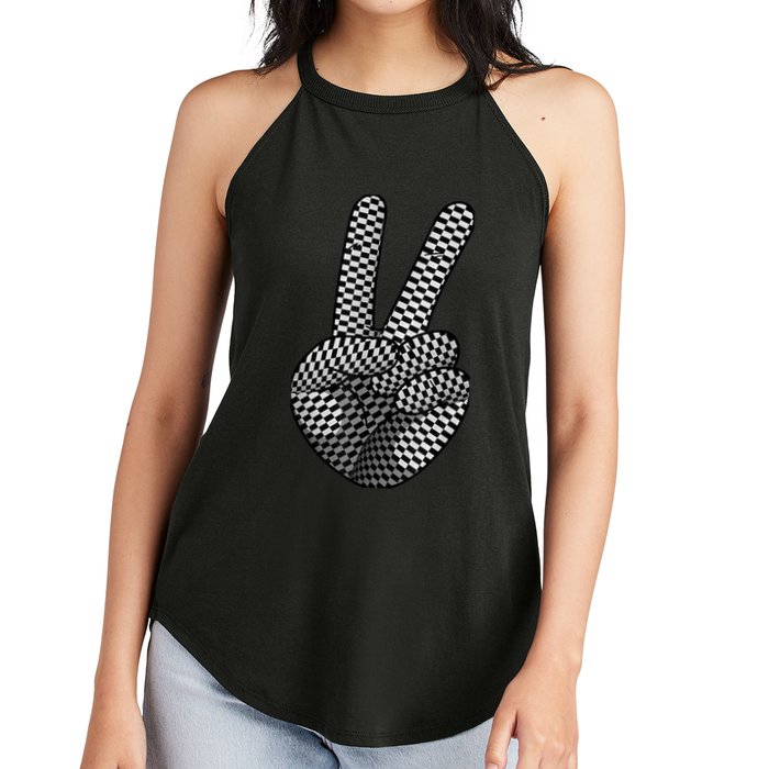 Cool Checkered For  Wo Checker Pattern Checkerboard Women's Perfect Tri Rocker Tank