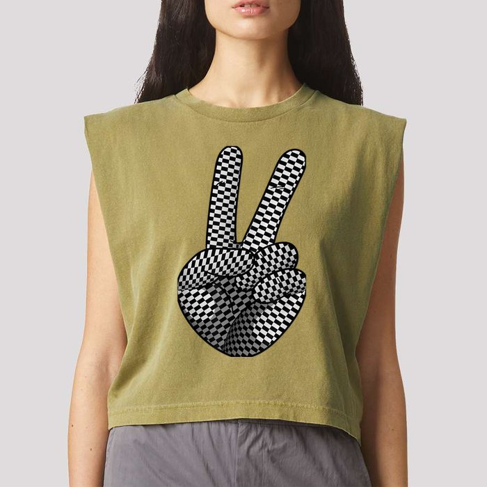 Cool Checkered For  Wo Checker Pattern Checkerboard Garment-Dyed Women's Muscle Tee