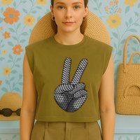 Cool Checkered For  Wo Checker Pattern Checkerboard Garment-Dyed Women's Muscle Tee