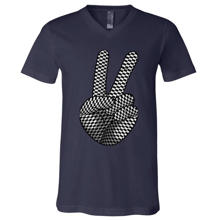 Cool Checkered For  Wo Checker Pattern Checkerboard V-Neck T-Shirt