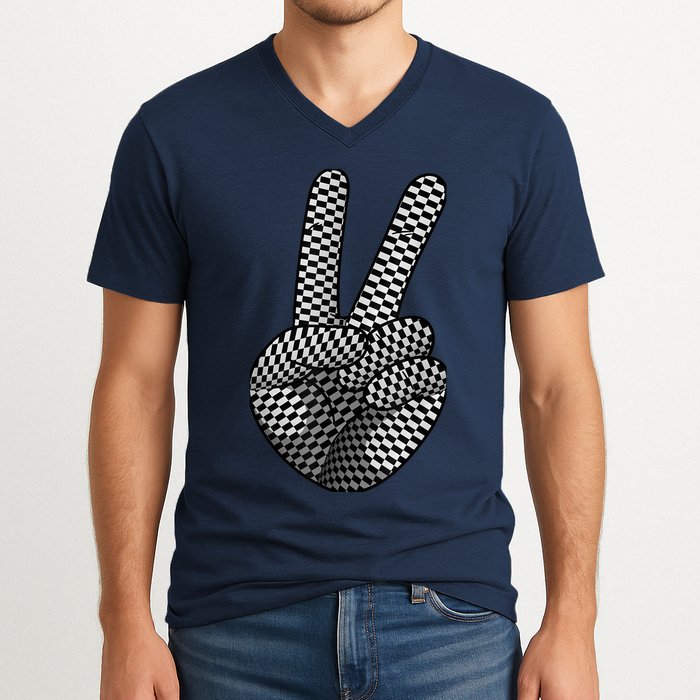 Cool Checkered For  Wo Checker Pattern Checkerboard V-Neck T-Shirt