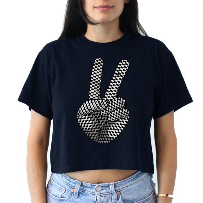 Cool Checkered For  Wo Checker Pattern Checkerboard Crop Top