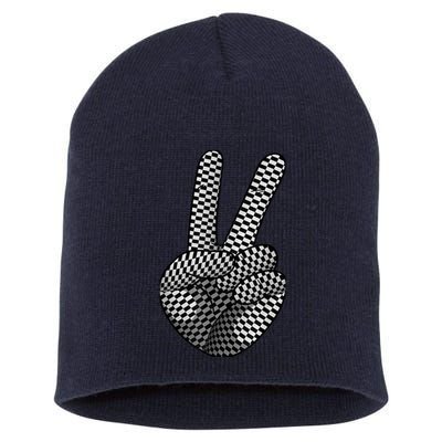 Cool Checkered For  Wo Checker Pattern Checkerboard Short Acrylic Beanie