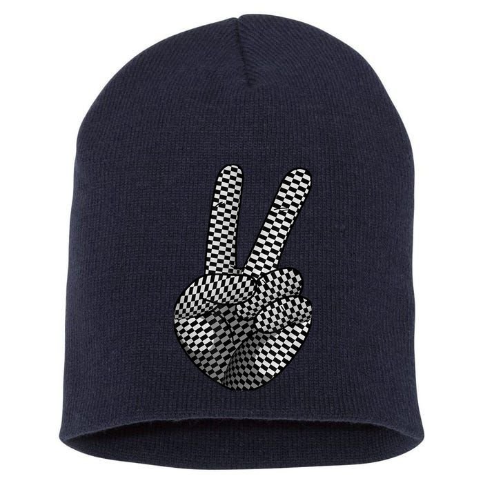 Cool Checkered For  Wo Checker Pattern Checkerboard Short Acrylic Beanie