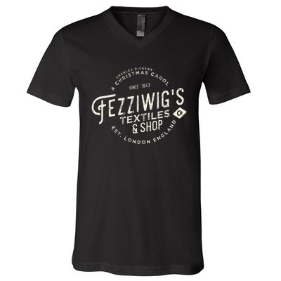 Christmas Carol Fezziwigs Scrooge Holiday Design V-Neck T-Shirt