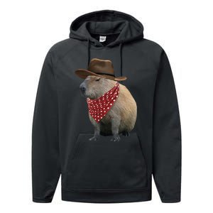 Cow Capybara Funny Howdy Capy Performance Fleece Hoodie