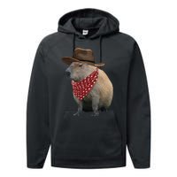 Cow Capybara Funny Howdy Capy Performance Fleece Hoodie