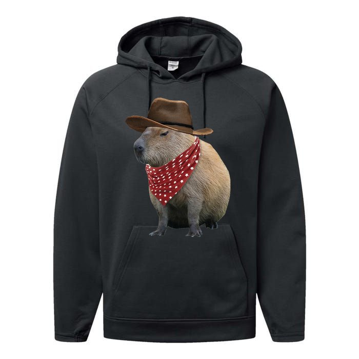 Cow Capybara Funny Howdy Capy Performance Fleece Hoodie