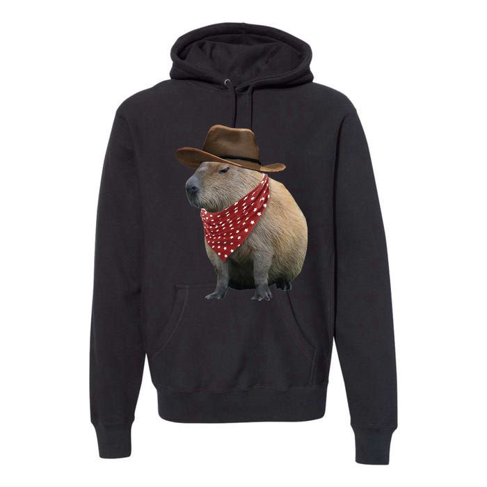 Cow Capybara Funny Howdy Capy Premium Hoodie