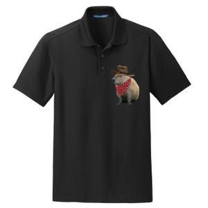 Cow Capybara Funny Howdy Capy Dry Zone Grid Polo