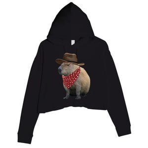 Cow Capybara Funny Howdy Capy Crop Fleece Hoodie