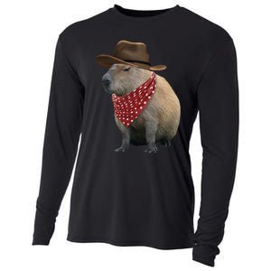 Cow Capybara Funny Howdy Capy Cooling Performance Long Sleeve Crew