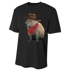 Cow Capybara Funny Howdy Capy Performance Sprint T-Shirt