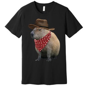 Cow Capybara Funny Howdy Capy Premium T-Shirt