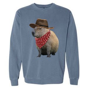 Cow Capybara Funny Howdy Capy Garment-Dyed Sweatshirt