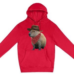 Cow Capybara Funny Howdy Capy Premium Pullover Hoodie