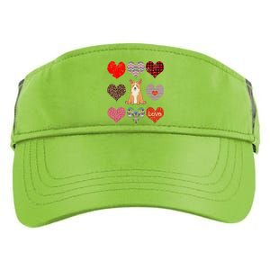 Cute Corgi Funny Dog Mom Hearts Pattern Valentines Day Gift Adult Drive Performance Visor