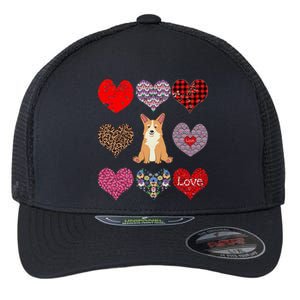 Cute Corgi Funny Dog Mom Hearts Pattern Valentines Day Gift Flexfit Unipanel Trucker Cap