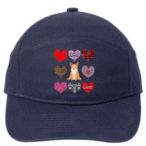 Cute Corgi Funny Dog Mom Hearts Pattern Valentines Day Gift 7-Panel Snapback Hat