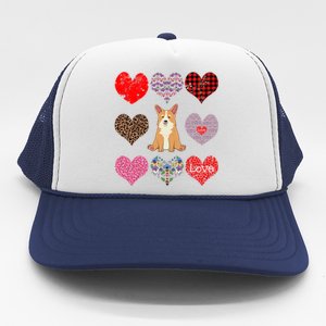 Cute Corgi Funny Dog Mom Hearts Pattern Valentines Day Gift Trucker Hat