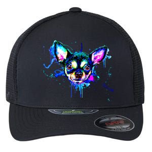 Cute Chihuahua Face Watercolor Painting Art Gift Flexfit Unipanel Trucker Cap