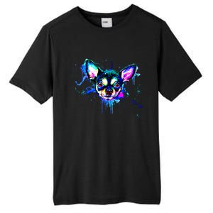 Cute Chihuahua Face Watercolor Painting Art Gift Tall Fusion ChromaSoft Performance T-Shirt