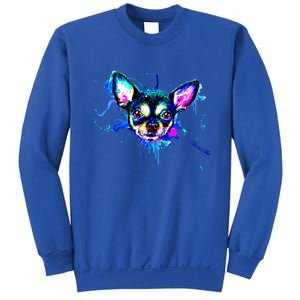 Cute Chihuahua Face Watercolor Painting Art Gift Sweatshirt