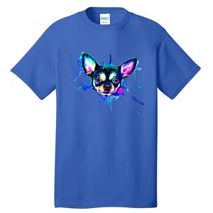 Cute Chihuahua Face Watercolor Painting Art Gift Tall T-Shirt