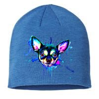 Cute Chihuahua Face Watercolor Painting Art Gift Sustainable Beanie