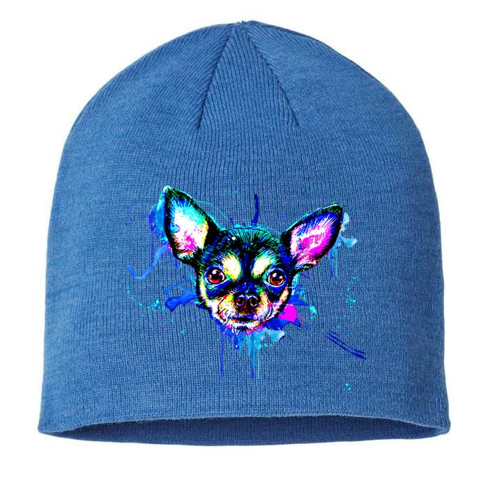 Cute Chihuahua Face Watercolor Painting Art Gift Sustainable Beanie