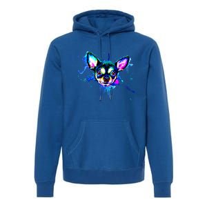 Cute Chihuahua Face Watercolor Painting Art Gift Premium Hoodie