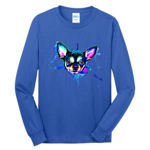 Cute Chihuahua Face Watercolor Painting Art Gift Tall Long Sleeve T-Shirt